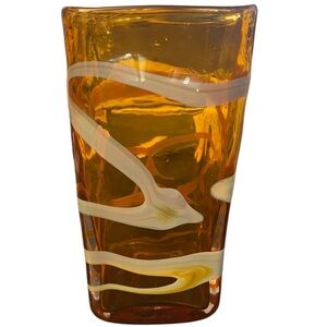 Salamandra 1998 Blown Glass Vase‎ Tumbler Style 6.5” Tall Signed